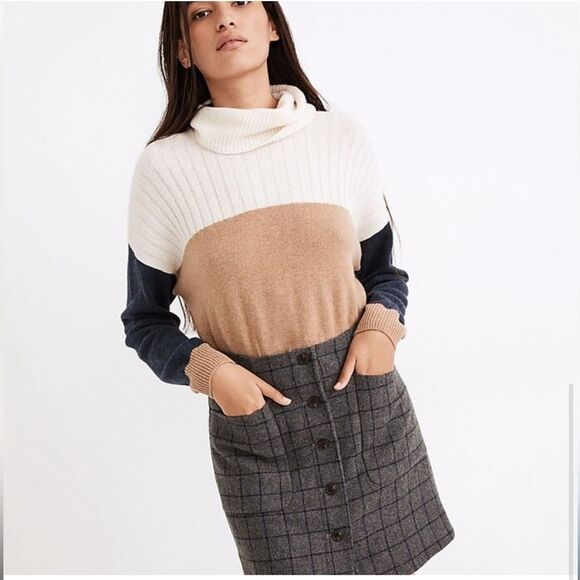 Madewell wool skirt with window pain print fully lined size 10 - Picture 2 of 8